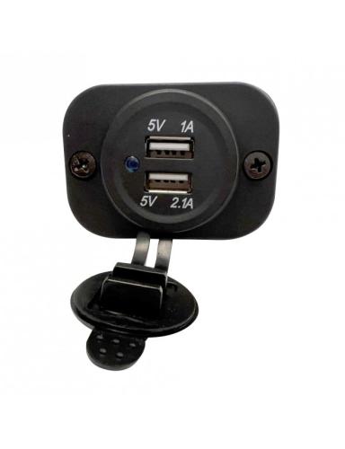 Chargeur USB voiture à encastrer - Double prise USB- 12/24v PM Racing