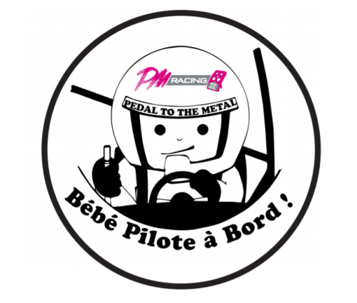 Bébé à bord - Pedal To The Metal Racing - Pilote Noir et Blanc